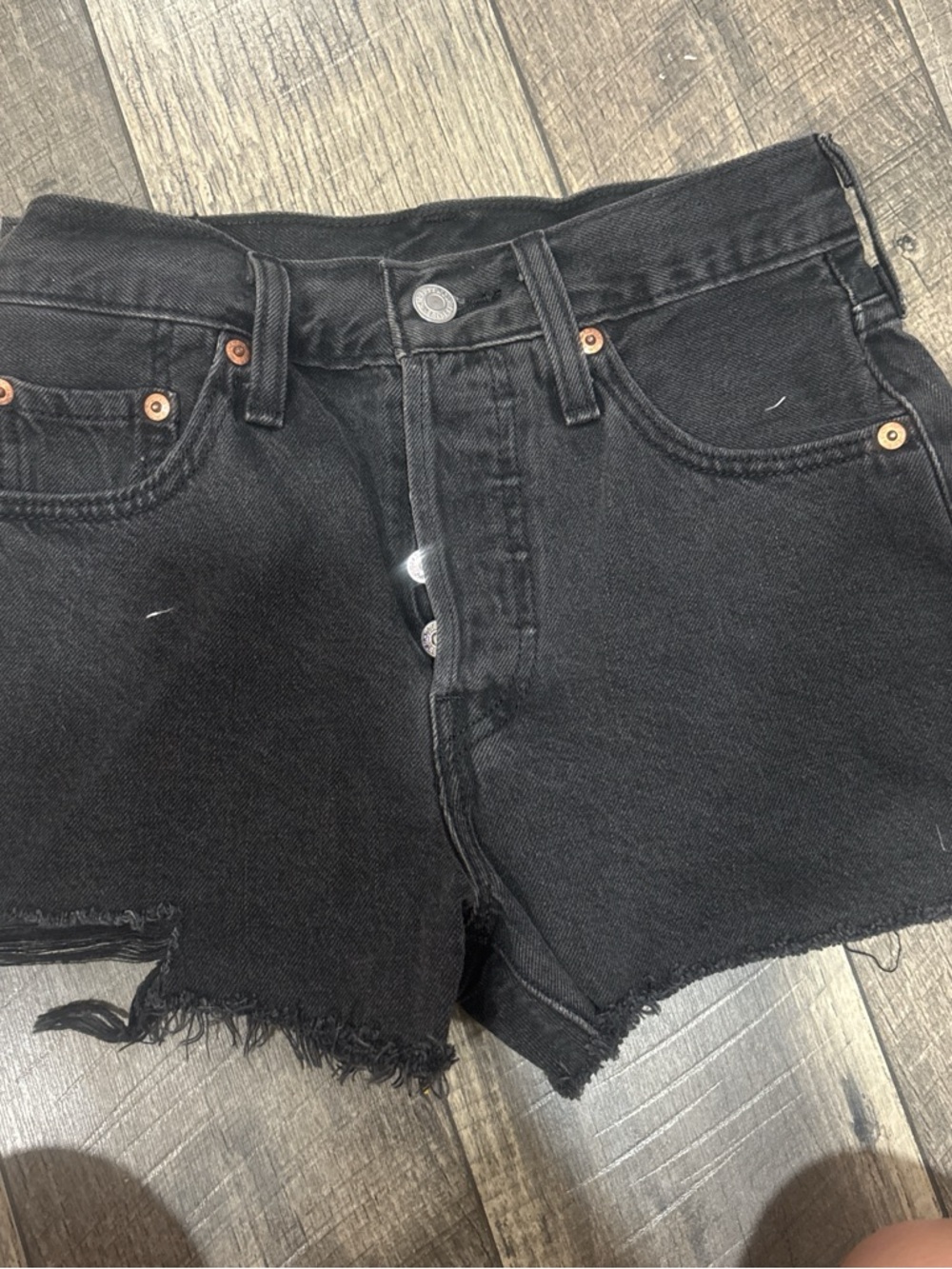 Levi's Black High-Rise Cutoff Denim Shorts